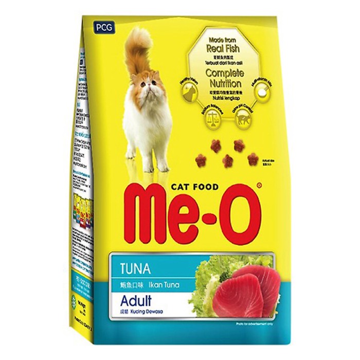 Thức ăn cho mèo 350g đến từ thương hiệu Me-O hương vị cá ngừ cung cấp nguồn năng lượng chính cho thú cưng. Ngoài ra tinh bột trong thức ăn giúp ngăn chặn bệnh táo bón, có lợi cho đường ruột (Nguồn: Internet)